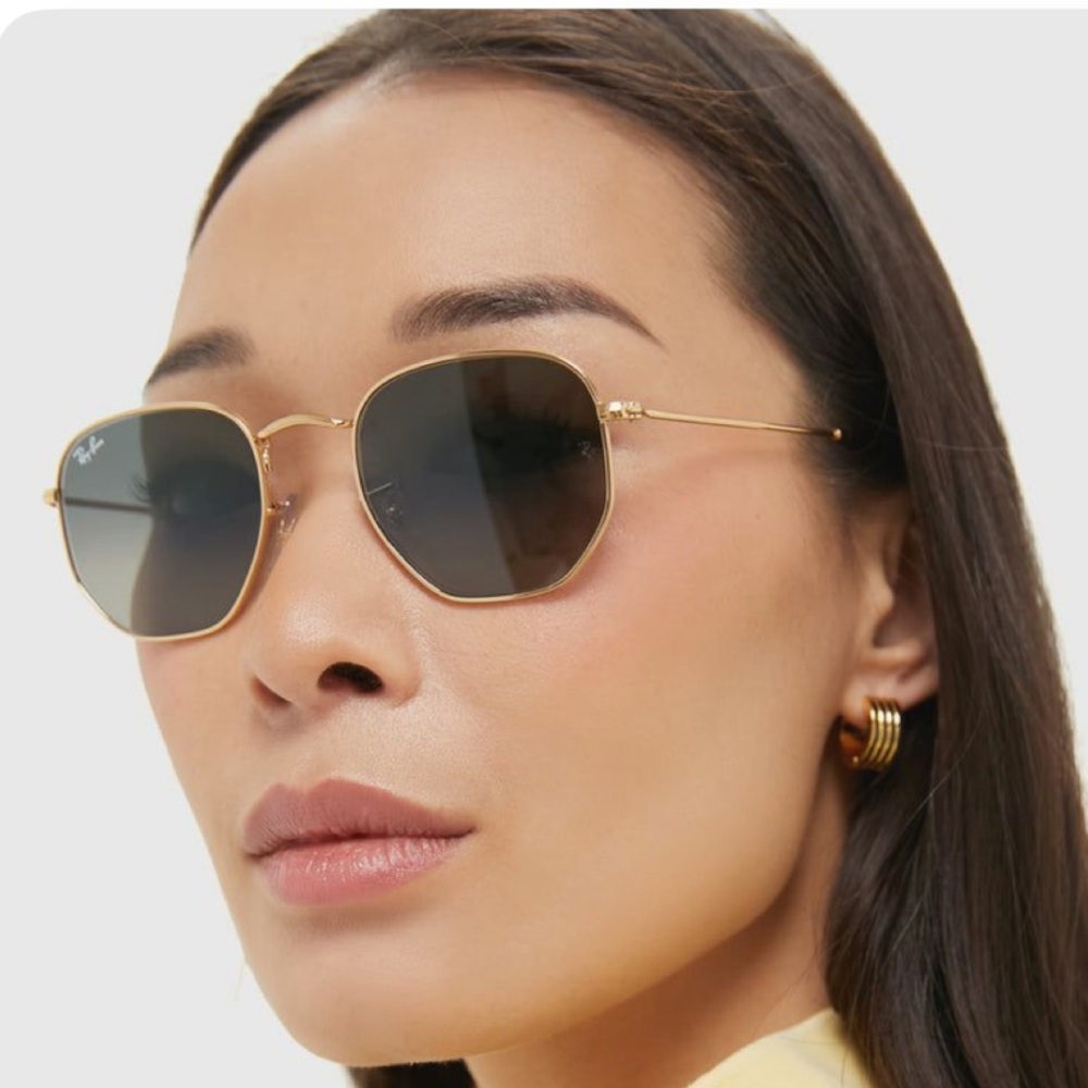 Ray-Ban Gold Hexagonal Sunglasses - Polarized